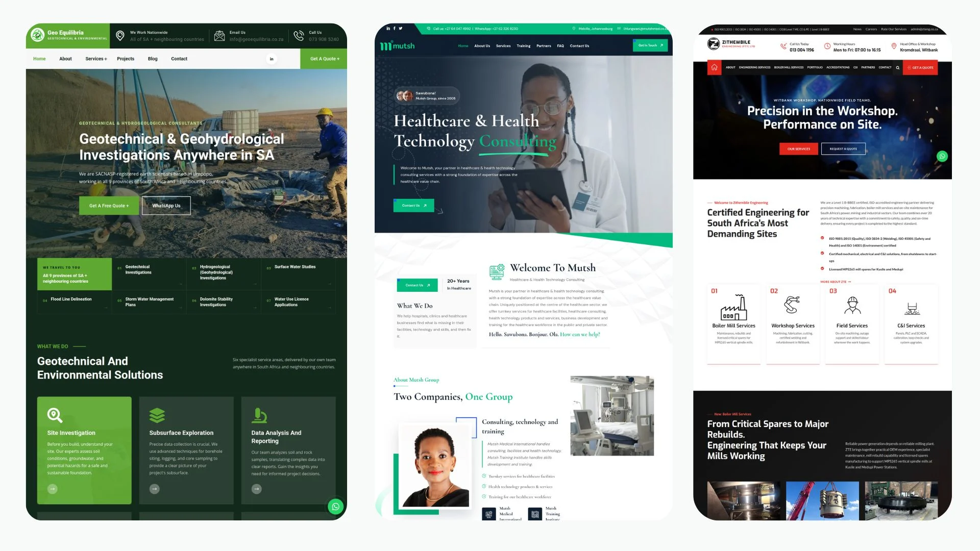 Websites designed by Mansa Digital for South African businesses