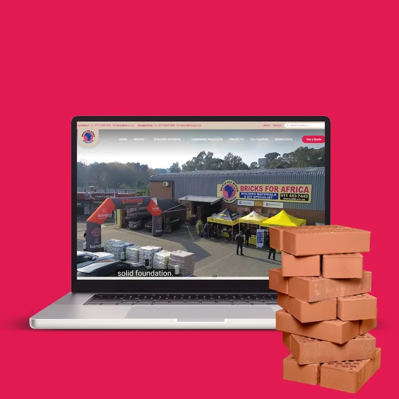 Bricks for Africa website on a laptop, designed by Mansa Digital