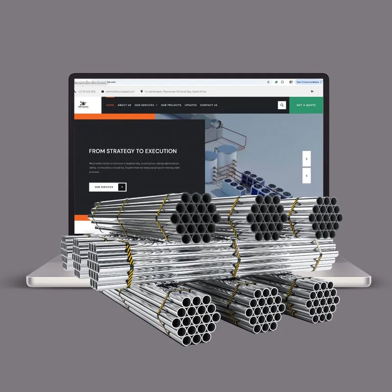 DBCon Global website on a laptop, designed by Mansa Digital