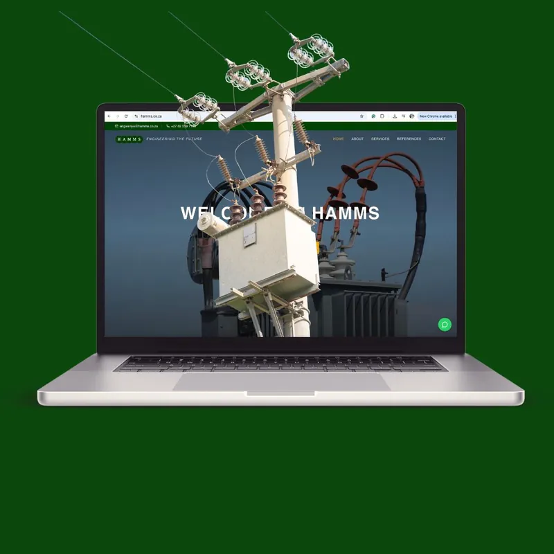 Hamms Engineering SA website on a laptop, designed by Mansa Digital