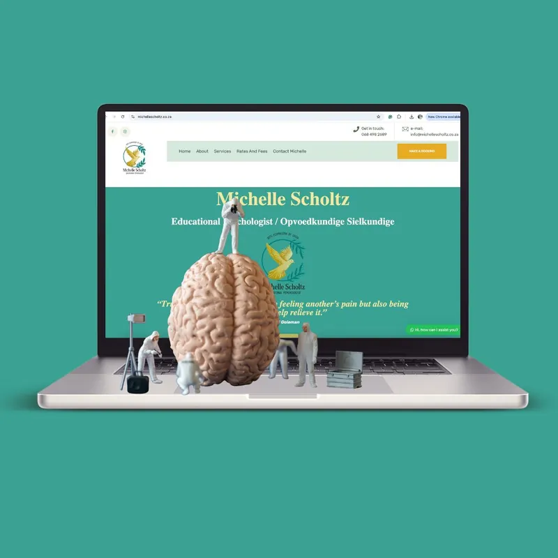 Michelle Scholtz website on a laptop, designed by Mansa Digital