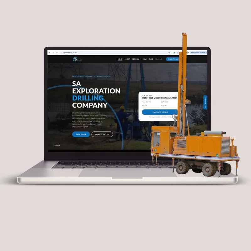 Ngano Drilling website on a laptop, designed by Mansa Digital