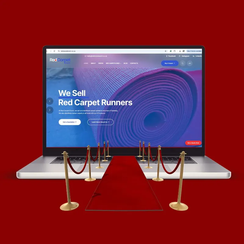 Red Carpet Event website on a laptop, designed by Mansa Digital