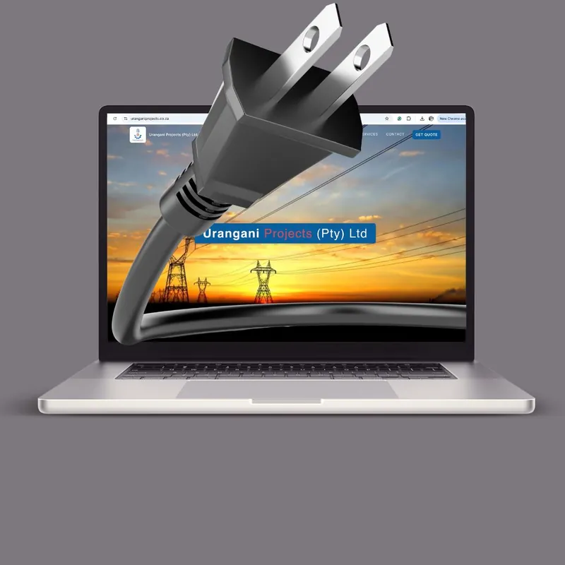 Urangani Projects website on a laptop, designed by Mansa Digital