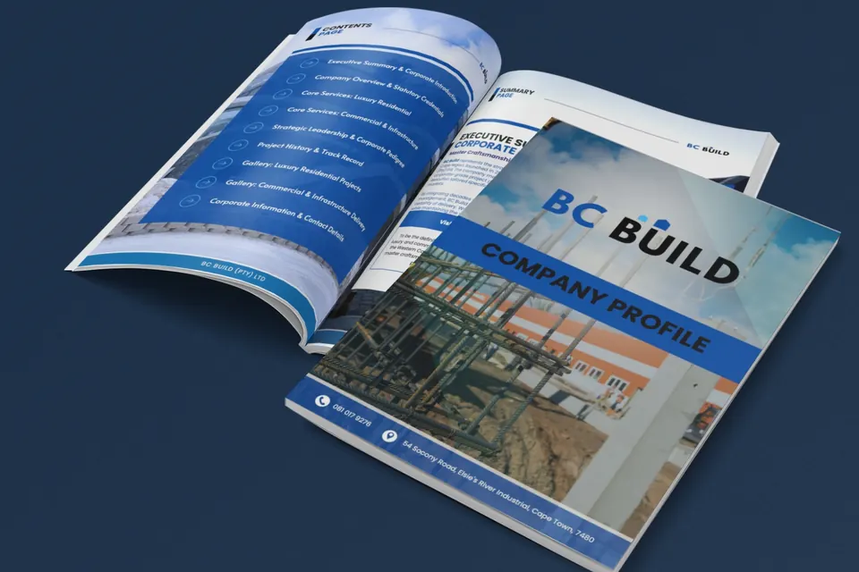 BC Build company profile designed by Mansa Digital