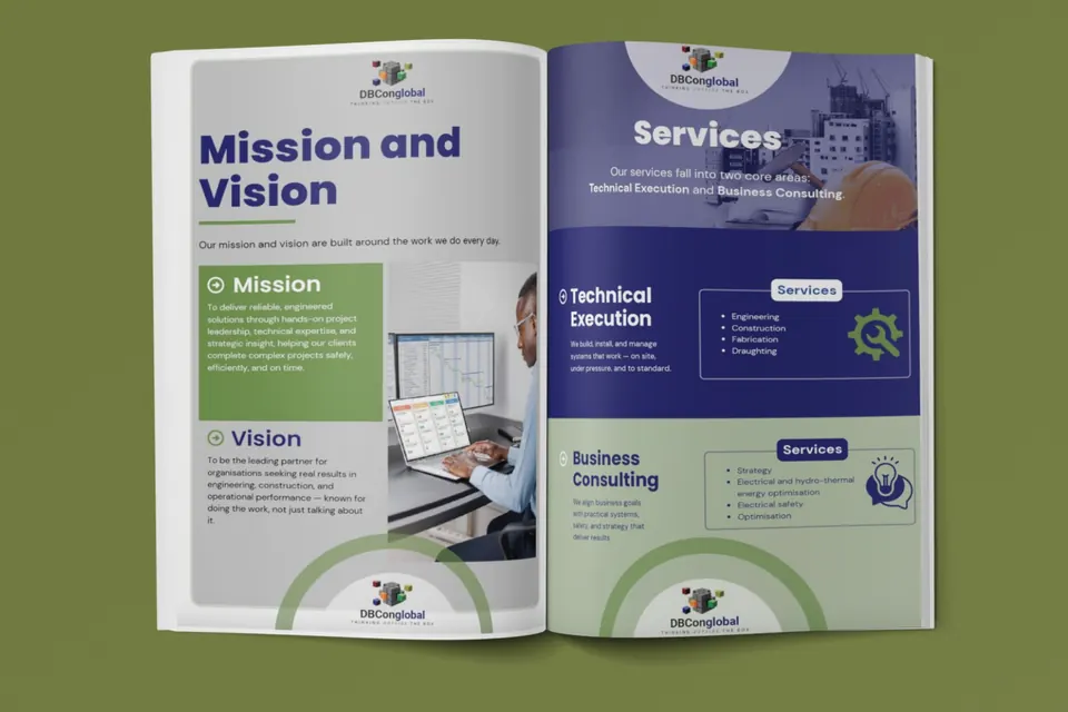 DBCon Global company profile designed by Mansa Digital