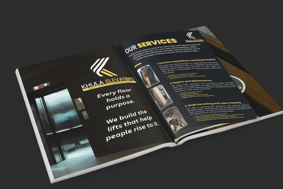 Khula Elevators company profile designed by Mansa Digital
