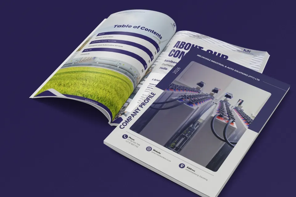 Melokuhle Industrial & Auto company profile designed by Mansa Digital