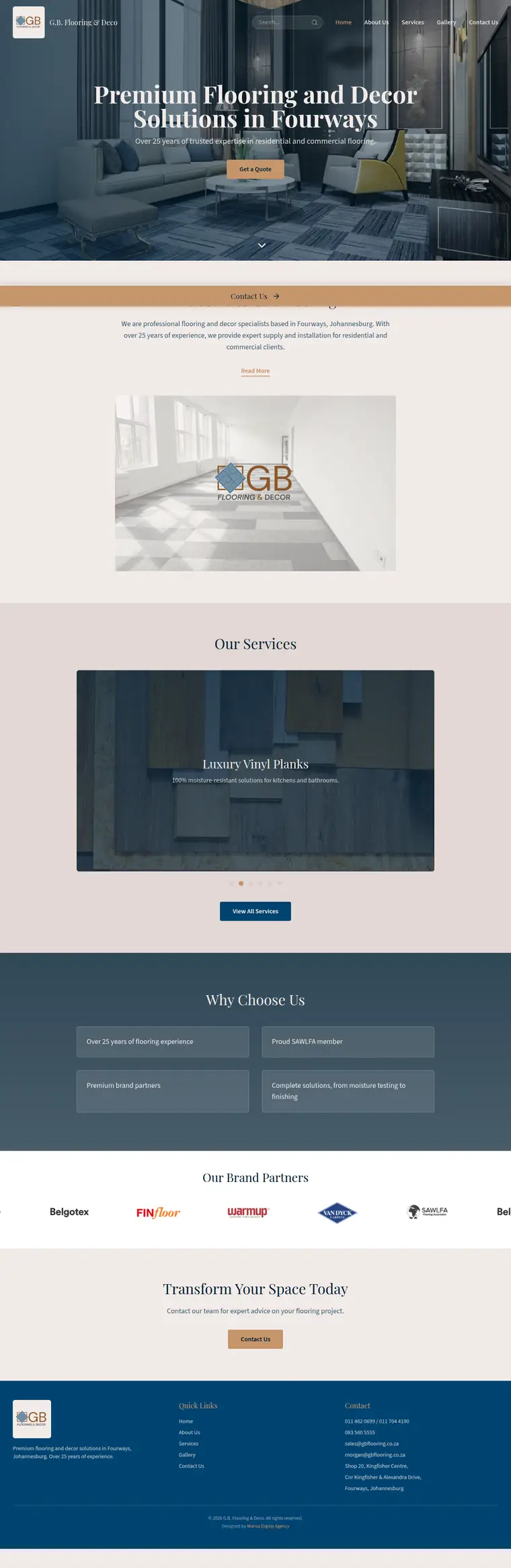 G.B. Flooring & Decor website designed by Mansa Digital