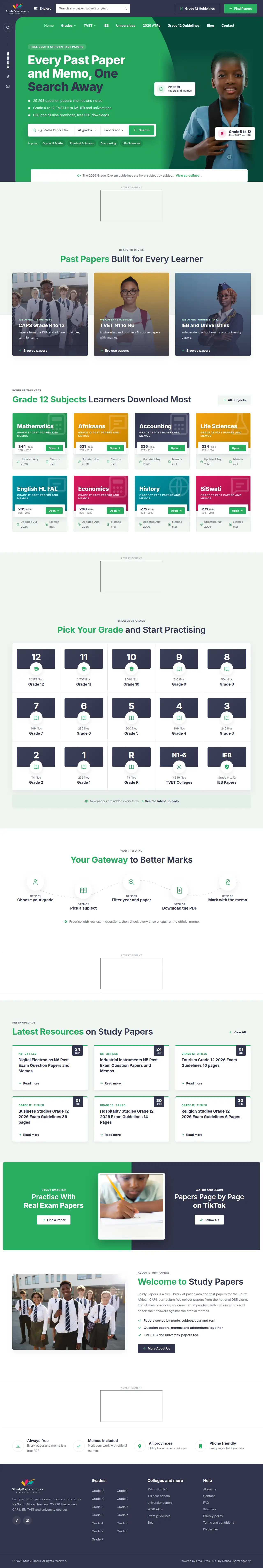 Study Papers website designed by Mansa Digital