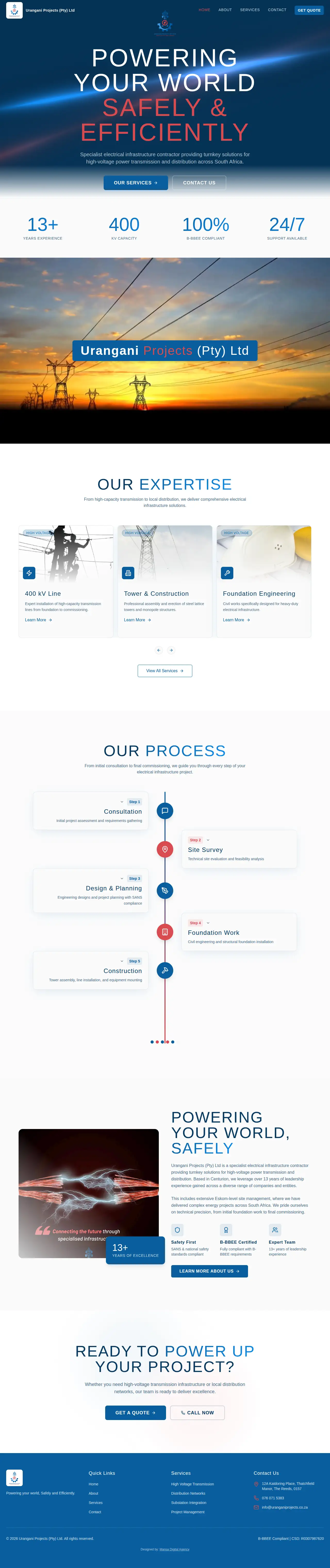 Urangani Projects website designed by Mansa Digital